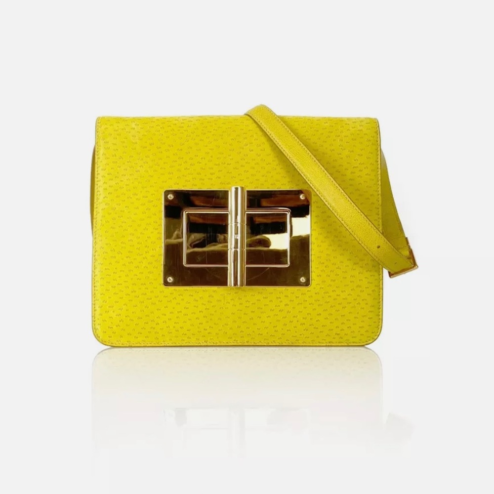 Tom Ford Collection Medium Peccary Suede Chrome Yellow Natalia Shoulder Bag